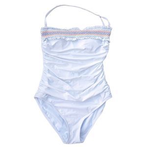 Bleu Rod Beattie One Piece Swimsuit, NWT Size 10, White and Multicolored Pattern